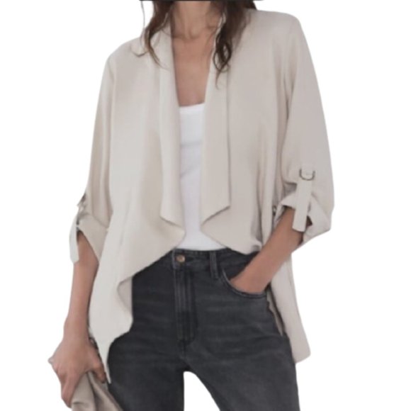 Zara Jackets & Blazers - ZARA Blazer Beige oatmeal color, string tied SZ M